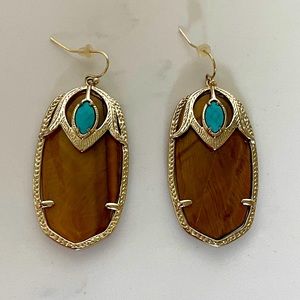 Kendra Scott Danielle Earrings Tigers Eye with Turquoise Drop